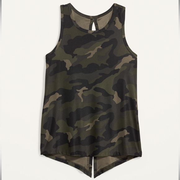 🌸3/$25 Old Navy Active Lightweight Racerback Tank Top Green & Black Camo, Size L - Picture 1 of 15